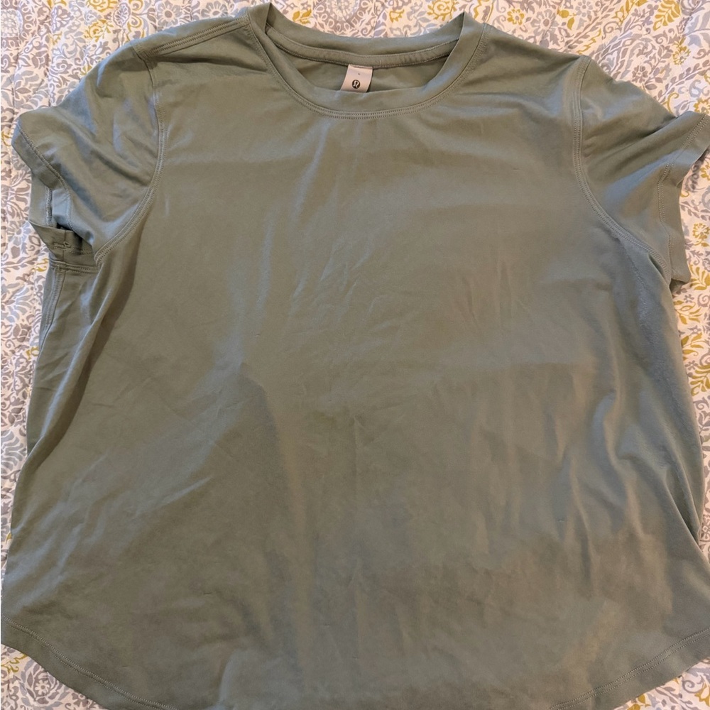 lululemon athletica Sage Green Short Sleeve Tee- shorter in the back